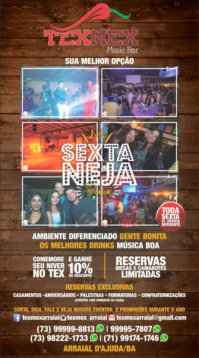 Cartaz  - TexMex Music Bar - Rua du Mucug, 250, Sexta-feira 9 de Dezembro de 2016