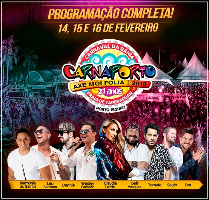 Cartaz   Arena Ax Moi - Av. Beira Mar, 6900 - Praia de Taperapuan, Do dia 14 ao dia 16/2/2018