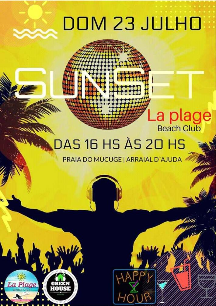 Cartaz   La Plage Beach Club - praia do Mucug, Domingo 23 de Julho de 2017