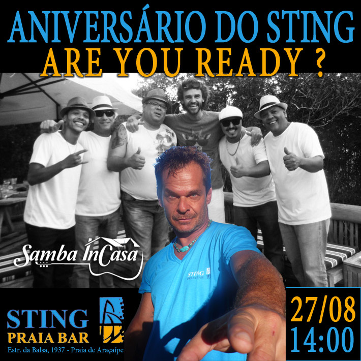 Cartaz   Sting Praia Bar - Estrada da Balsa, 1937 - Praia de Araape, Domingo 27 de Agosto de 2017