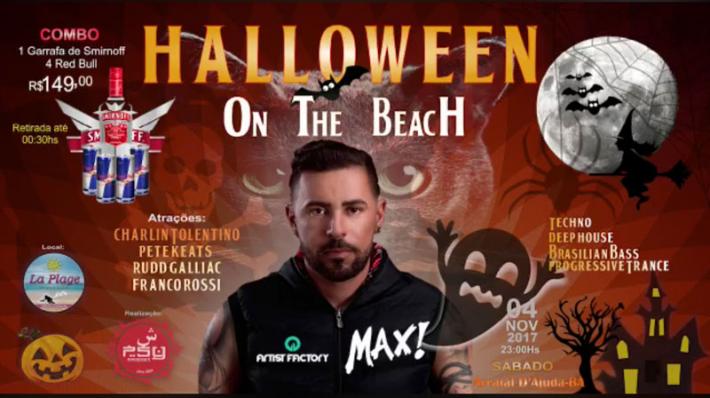 Cartaz   La Plage Beach Club - praia do Mucug, Sábado 4 de Novembro de 2017