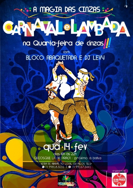 Cartaz   Carnaval Cultural - Quiosque L na Praa, px a balsa, Quarta-feira 14 de Fevereiro de 2018