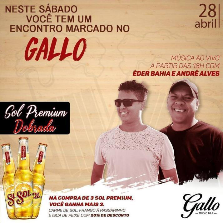 Cartaz   Recanto do Gallo - Rua 2 de julho, 20B - Casa da Lenha, Sábado 28 de Abril de 2018