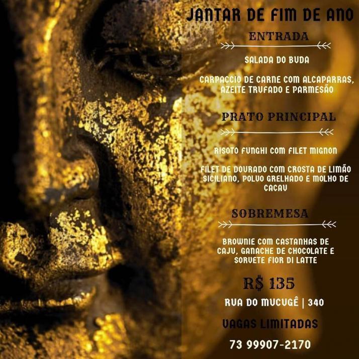 Cartaz   Buda Restaurante e Lounge Bar - Rua do Mucug 340, Segunda-feira 31 de Dezembro de 2018