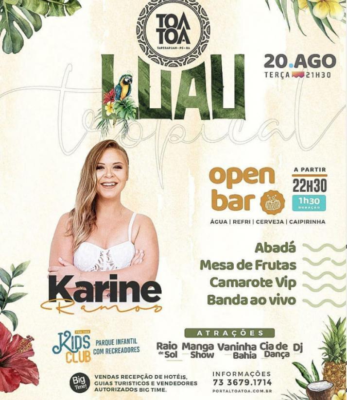 Cartaz   Complexo de Lazer Ta Ta - Praia de Taperapuan, Terça-feira 20 de Agosto de 2019