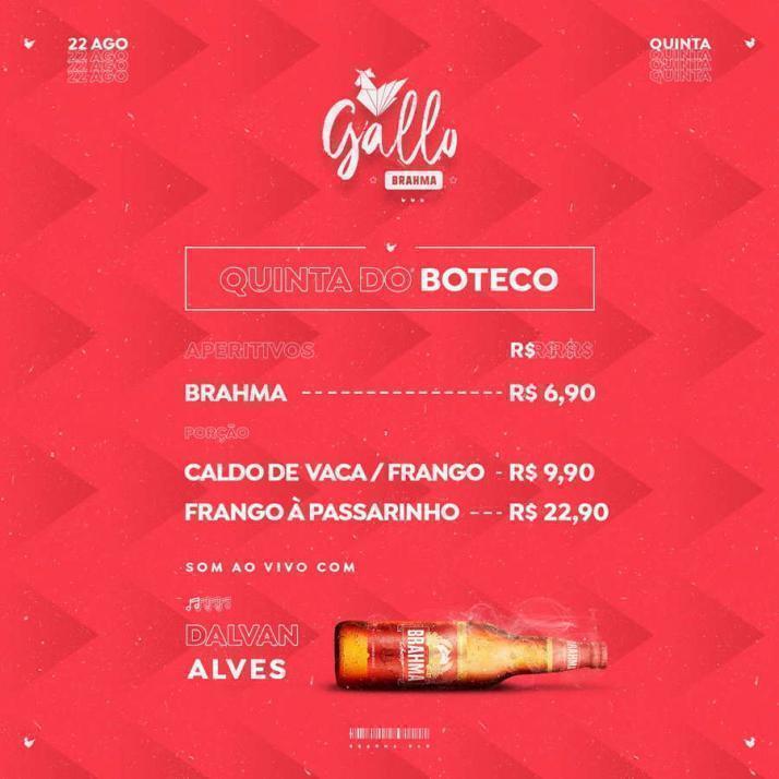 Cartaz   Gallo Music Bar - Rua 2 de julho, 20B - Casa da Lenha, Quinta-feira 22 de Agosto de 2019