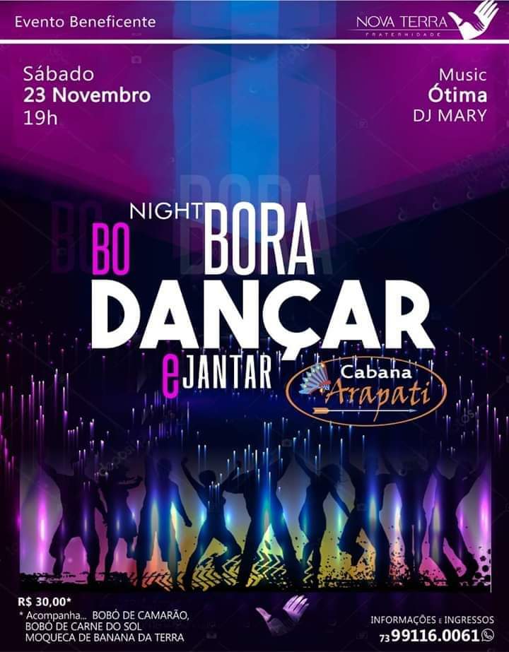 Cartaz   Cabana Arapati -  Praia do Mucug, Sábado 23 de Novembro de 2019