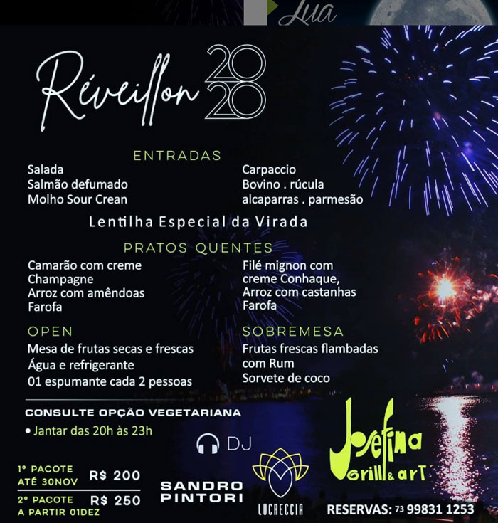 Cartaz   Josefina Grill & Art - Rua Bela Vista, Terça-feira 31 de Dezembro de 2019