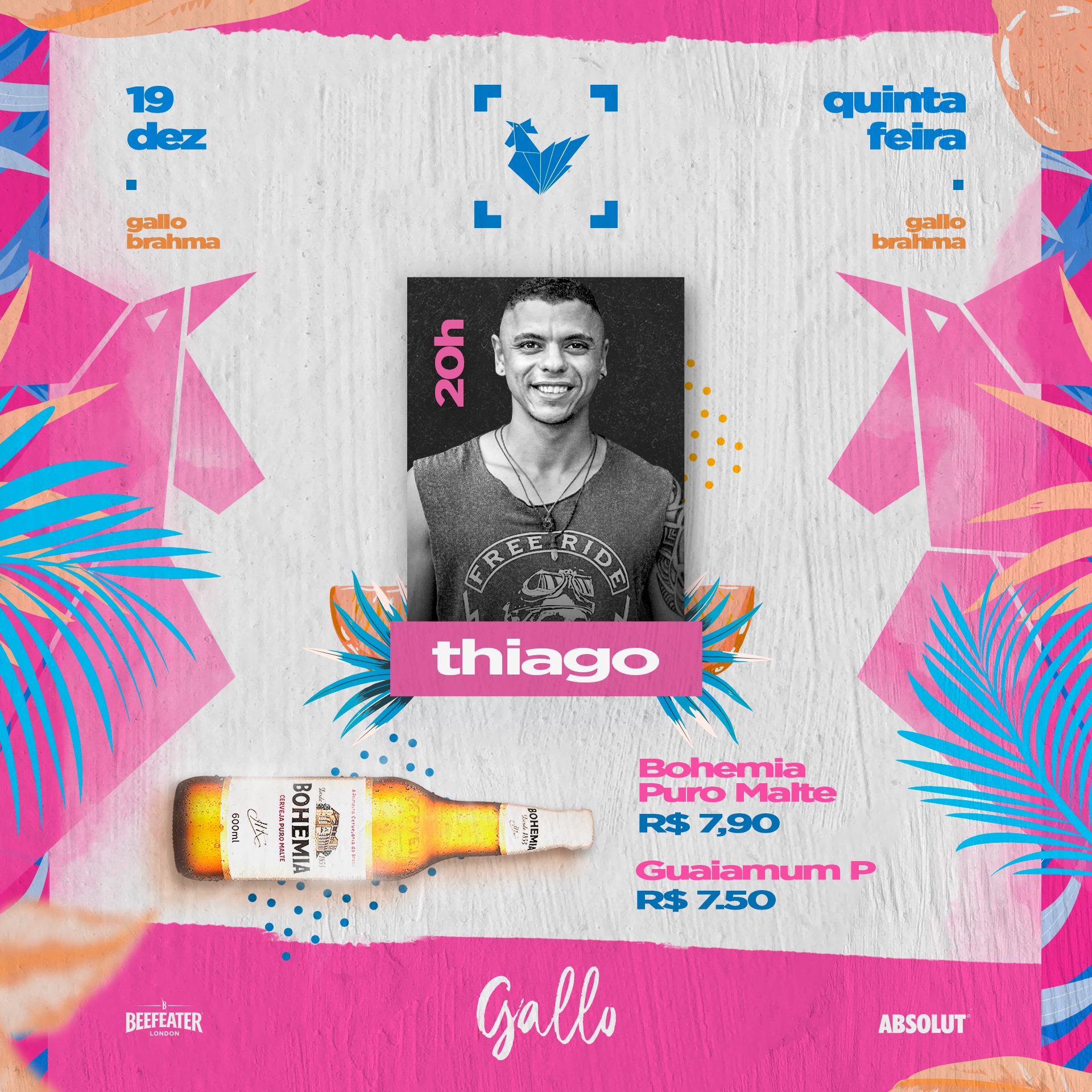 Cartaz   Gallo Music Bar - Rua 2 de julho, 20B - Casa da Lenha, Quinta-feira 19 de Dezembro de 2019