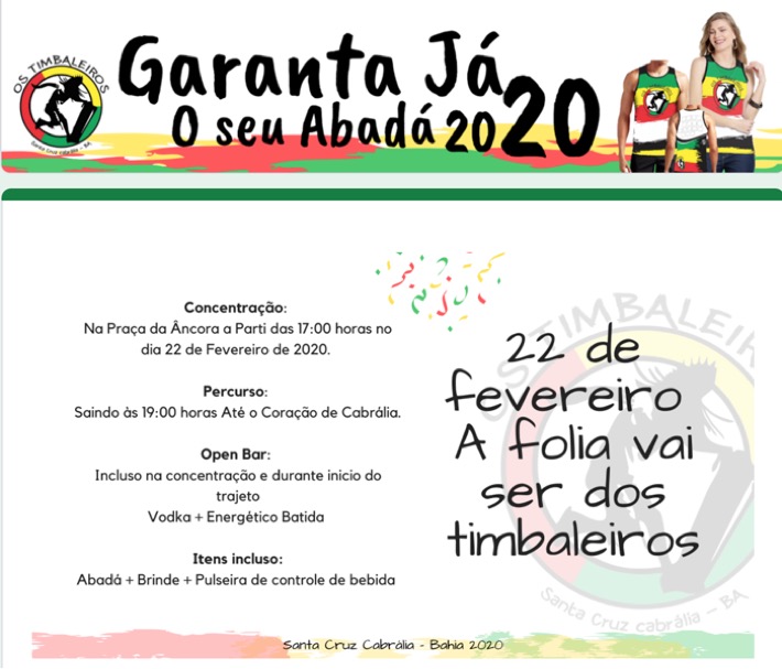 Cartaz   Carnaval Cultural - Praa da ncora at Corao de Cabrlia, Sábado 22 de Fevereiro de 2020