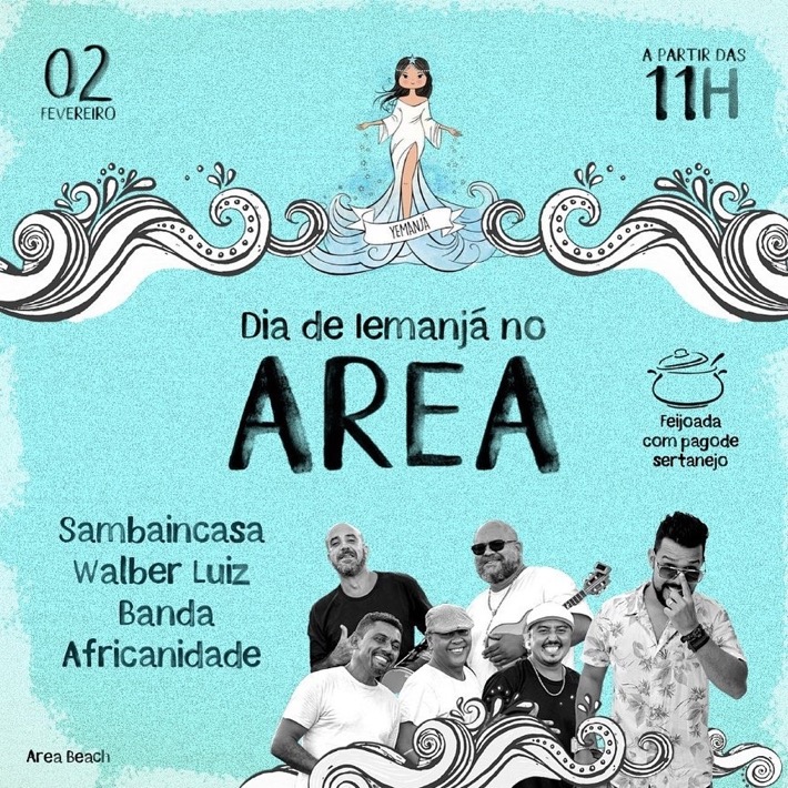 Cartaz   Cabana Area Beach -  Avenida Beira Mar 6900 - Praia de Taperapuan, Domingo 2 de Fevereiro de 2020