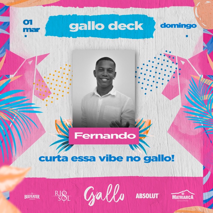 Cartaz   Gallo Music Bar - Rua 2 de julho, 20B - Casa da Lenha, Domingo 1 de Março de 2020