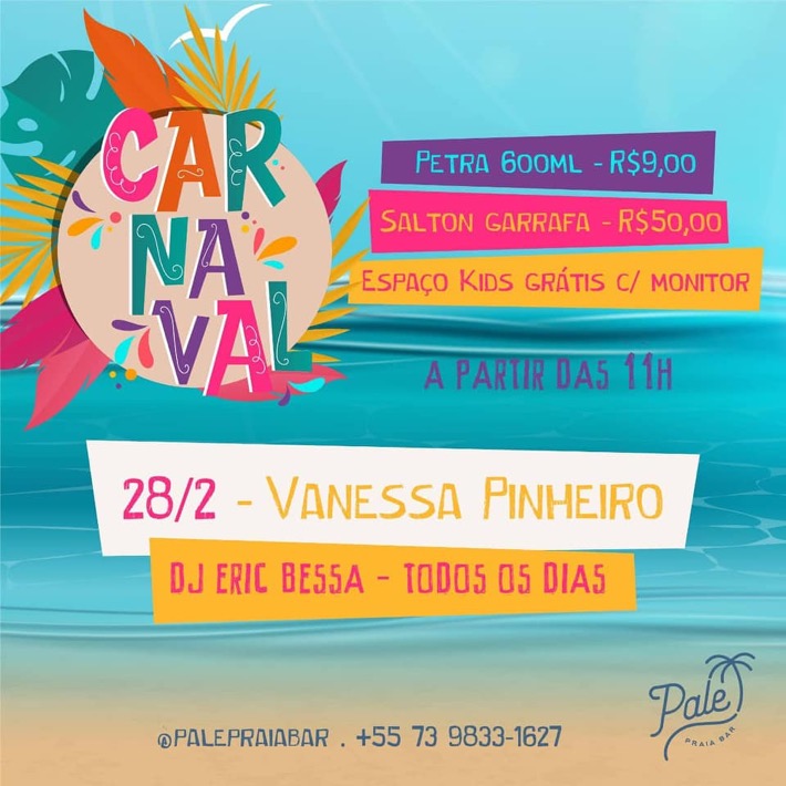 Cartaz   Pale Praia Bar - Estrada da Balsa, 100, Sexta-feira 28 de Fevereiro de 2020