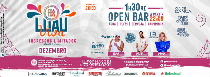 Cartaz   Complexo de Lazer Ta Ta - Praia de Taperapuan, Segunda-feira 27 de Dezembro de 2021