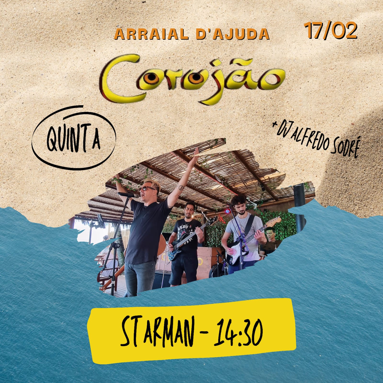 Cartaz   Corujo - Estrada da Balsa, 1813 - Praia de Araape, Quinta-feira 17 de Fevereiro de 2022