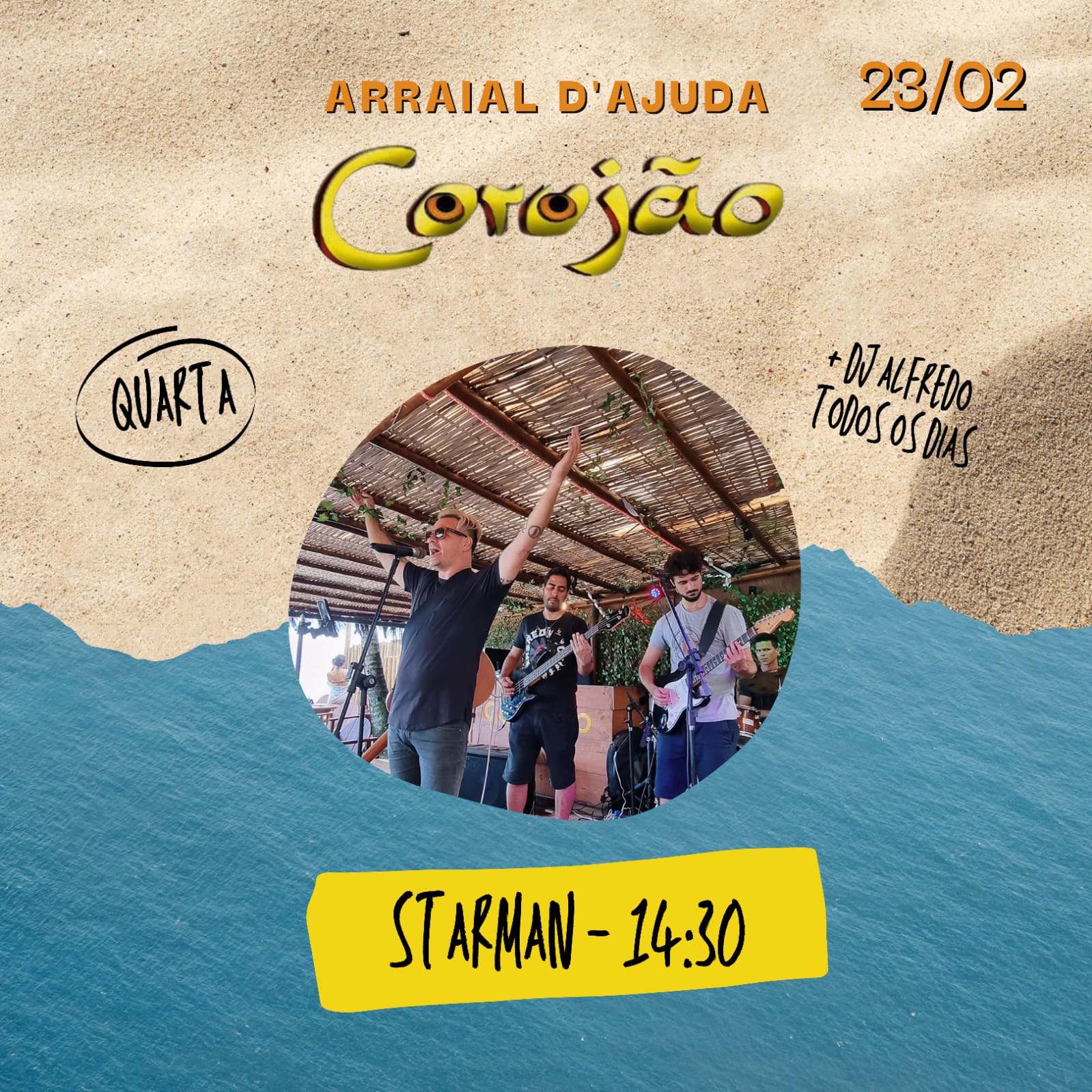 Cartaz   Corujo - Estrada da Balsa, 1813 - Praia de Araape, Quarta-feira 23 de Fevereiro de 2022