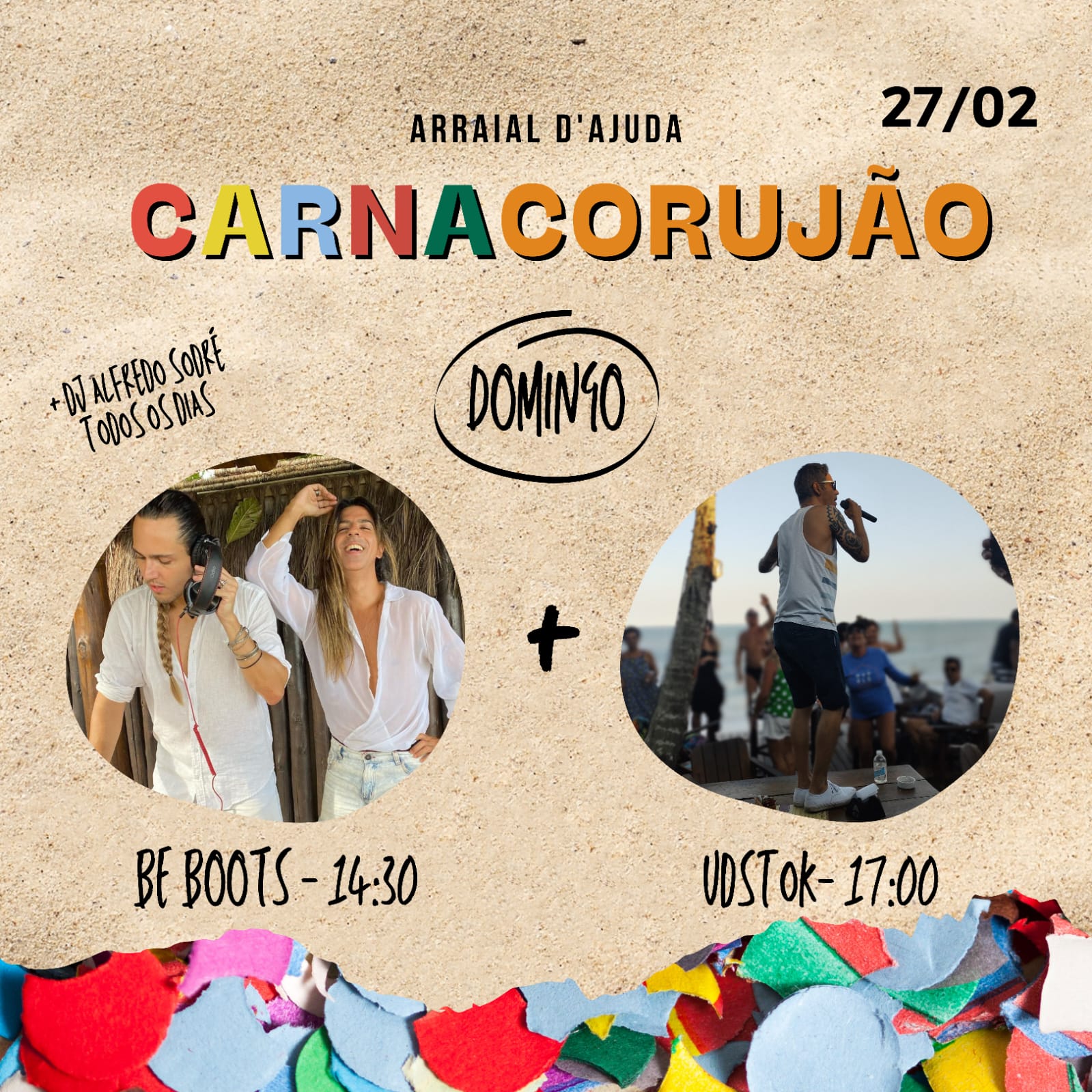 Cartaz   Corujo - Estrada da Balsa, 1813 - Praia de Araape, Domingo 27 de Fevereiro de 2022