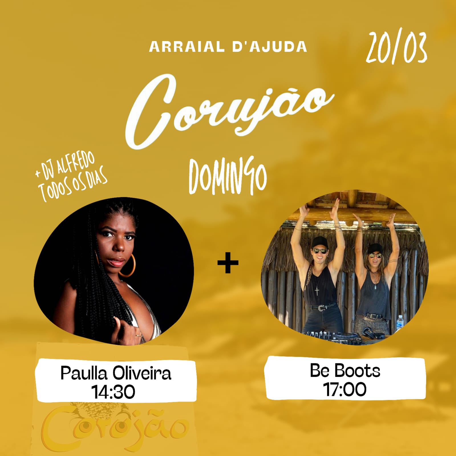 Cartaz   Corujo - Estrada da Balsa, 1813 - Praia de Araape, Domingo 20 de Março de 2022