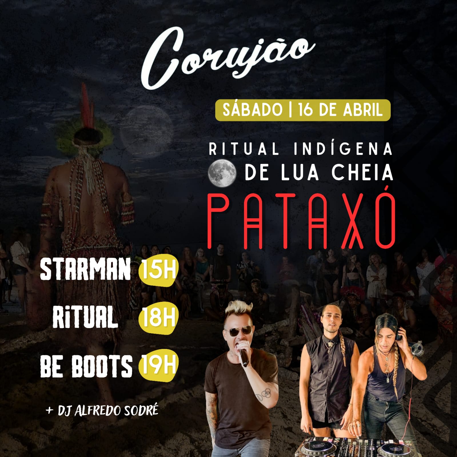 Cartaz   Corujo - Estrada da Balsa, 1813 - Praia de Araape, Sábado 16 de Abril de 2022