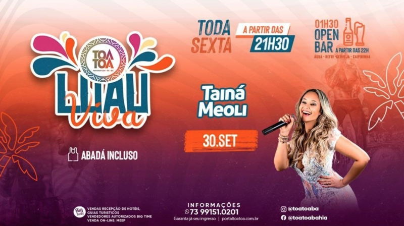 Cartaz   Complexo de Lazer Ta Ta - Praia de Taperapuan, Sexta-feira 30 de Setembro de 2022