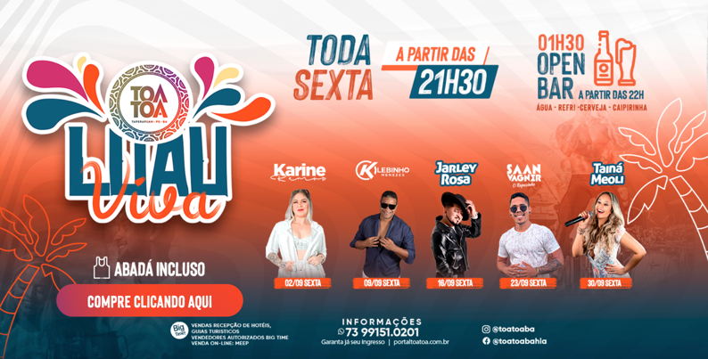 Cartaz   Complexo de Lazer Ta Ta - Praia de Taperapuan, Sexta-feira 2 de Setembro de 2022