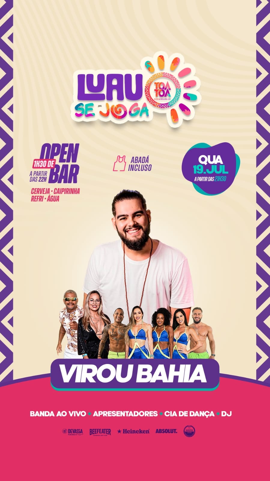 Cartaz   Complexo de Lazer Ta Ta - Praia de Taperapuan, Quarta-feira 19 de Julho de 2023