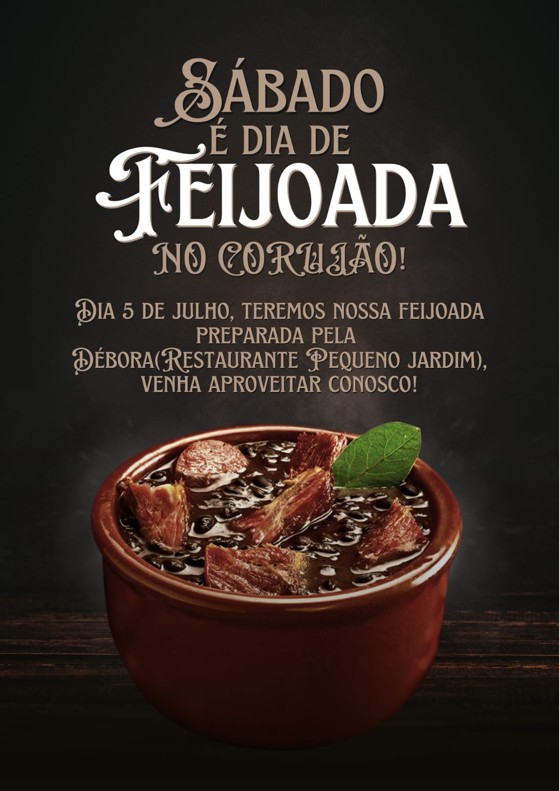 Cartaz   Corujo - Estrada da Balsa, 1813 - Praia de Araape, Sábado 5 de Julho de 2025