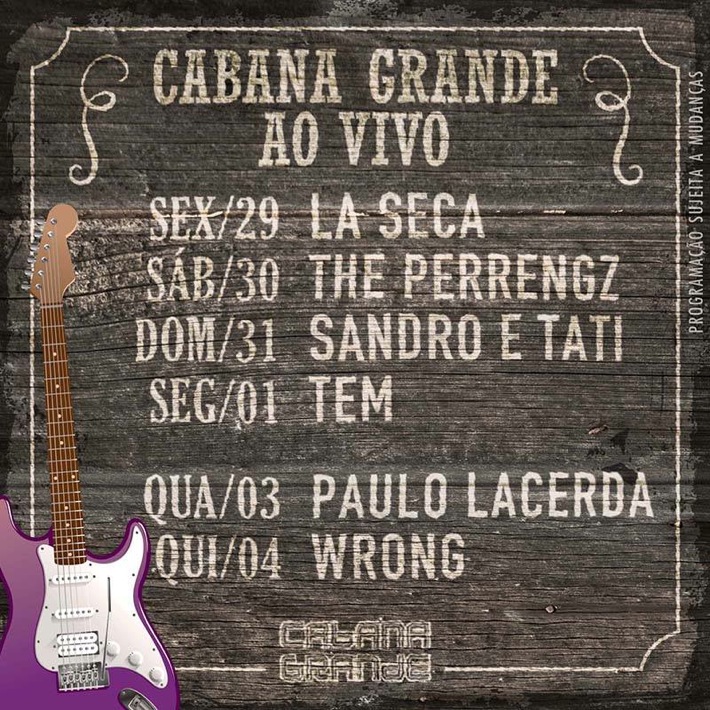 Cartaz   Cabana Grande - Estrada da Pitinga - Praia do Parracho, Domingo 31 de Maio de 2015