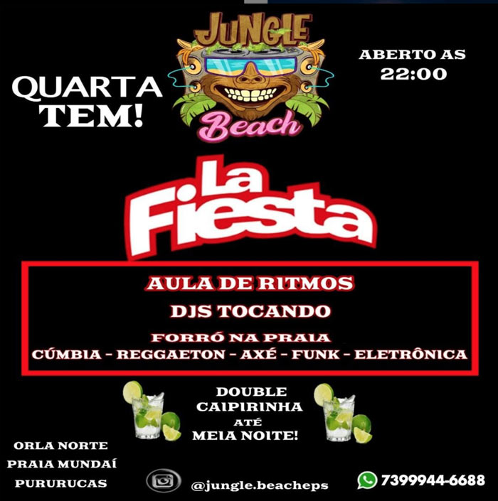 Cartaz  - Jungle Beach - Praia do Munda, Quarta-feira 25 de Setembro de 2019