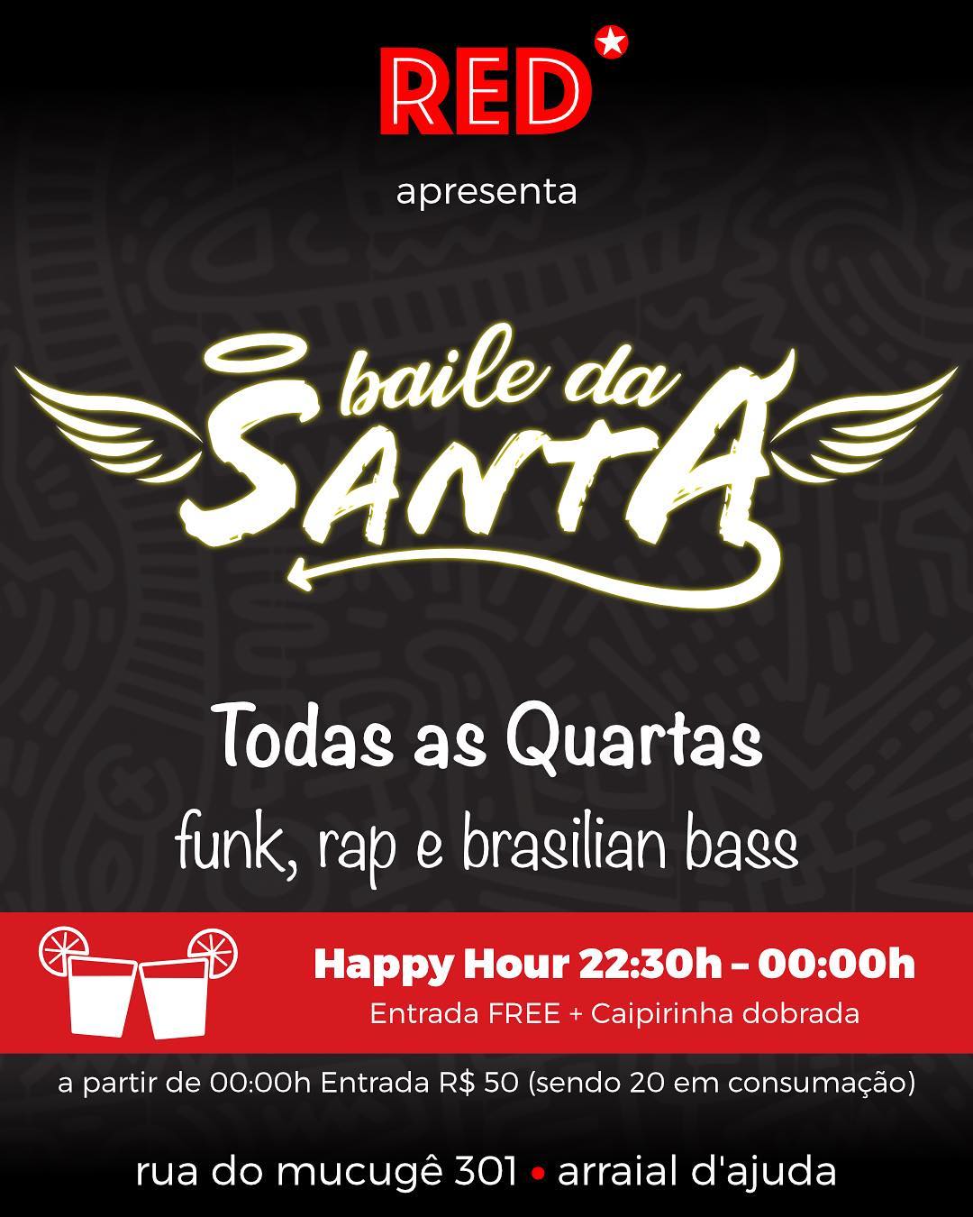 Cartaz  - Red Club - Rua do Mucug, 301, Quarta-feira 13 de Fevereiro de 2019