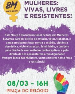 panfleto Mulheres: Vivas, Livres e Resistentes