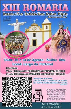 panfleto Romaria 2023 - Festa de Nossa Senhora d'Ajuda