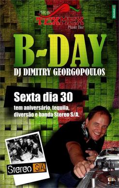panfleto B-DAY Dj Georgopoulos + Banda Stereo S/A