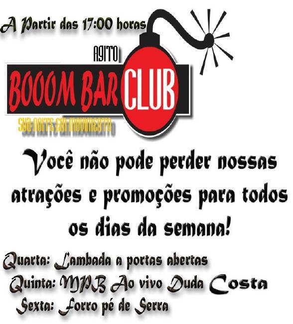 Cartaz  - Booom Bar - Rua 2 Julho, 233, Quarta-feira 14 de Dezembro de 2011